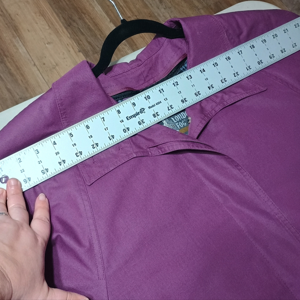 Vintage London Fog Beltless Midi Trench Coat Purple Size 6 - Picture 14 of 16